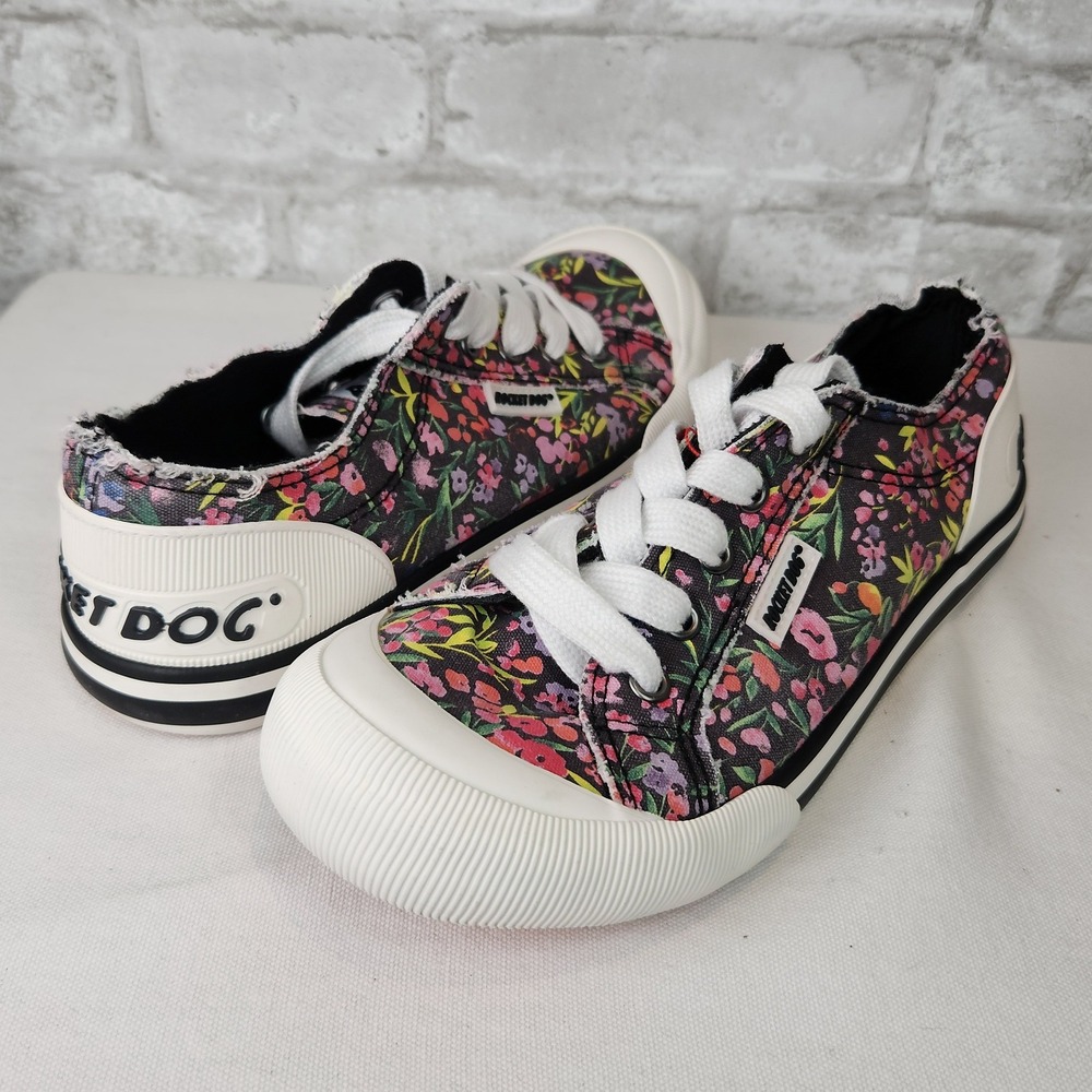 Rocket Dog Jazzin Sneakers Floral Canvas Plush Foam Low Top Lace Up Size 7